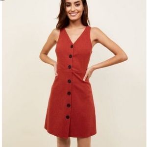 button front pinafore dress